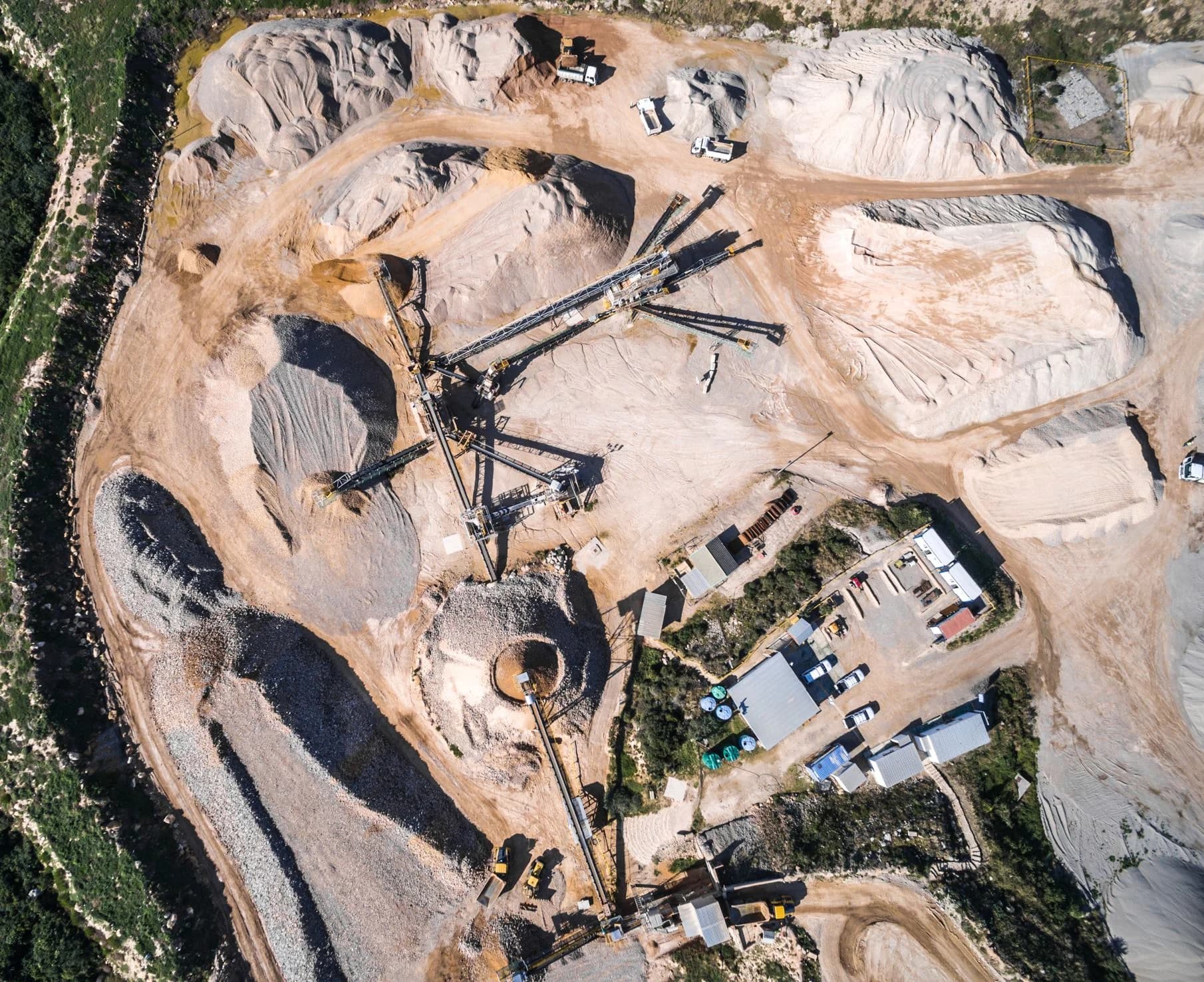 Top-down drone image of an industrial mining operation